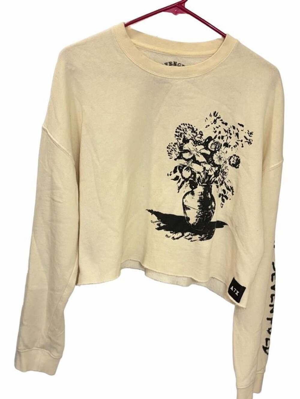 Avenged Sevenfold Cropped Sweatshirt Large Skeleton Floral Graphic Band Pullover